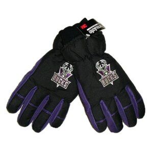 Milwaukee Bucks 90s Vintage Mens Winter Gloves 3M Thinsulate New Black Purple